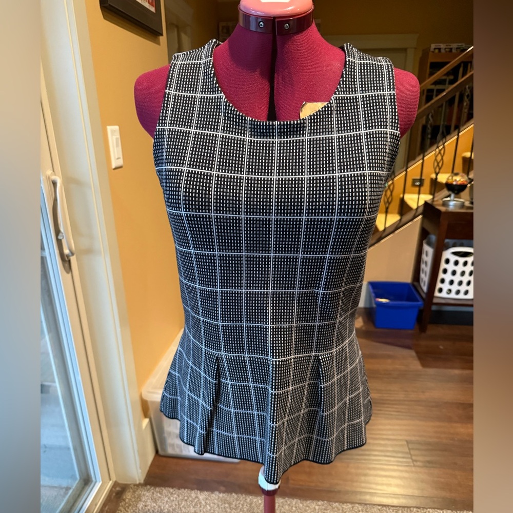 Knit Black and White Peplum Tank Top